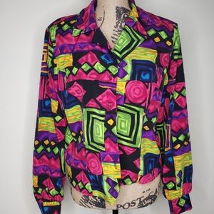 80s style button-ip blouse